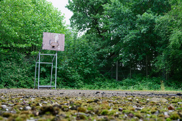 Abandoned Outdoor Basketball Hoop in Nature