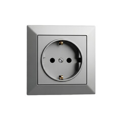 electric wall socket, realistic European style power outlet with metallic frame suitable for interior design mockup elements or energy-related technology visuals
