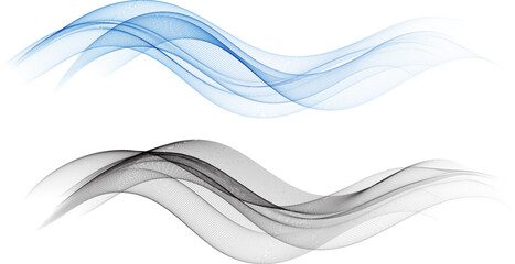 Abstract Blue Transparent Wave . Vector Abstract Smoke wave background.