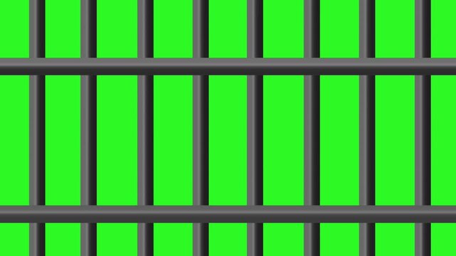 Animated prison bars slide down in a full screen wipe transition. Chroma key for easy video editing.