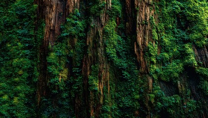 Obraz premium Lush Green Forest Canopy Detailed Close-up View