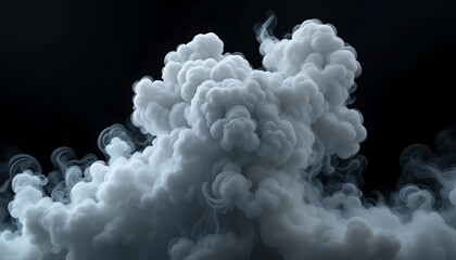 Abstract Dramatic Dark Background with White Smoke and Vapor Clouds