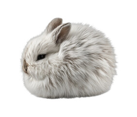 Obraz premium Playful fluffy rabbit sitting at home pet cozy environment isolated on transparent background, png