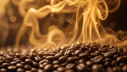 Roasted Coffee Beans with Aromatic Steam, Close-Up Photography of Freshly Roasted Coffee Beans