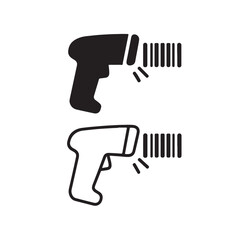 Barcode Scanner Icon Set Flat Outline Style