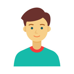 Flat avatar of a young man with brown hair and blue eyes
