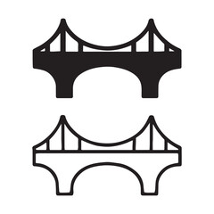 Bridge Icon Set Flat Outline Style