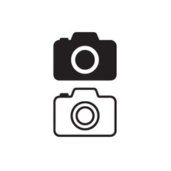 Camera Icon Set Flat Outline Style