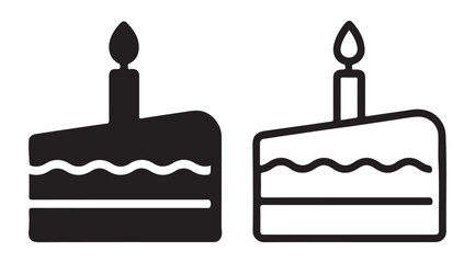 Cake Icon Set Flat Outline Style