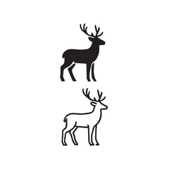 Deer Icon Set Flat Outline Style