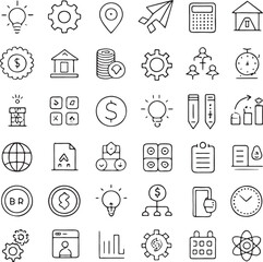 Fototapeta premium Hand drawn business and finance icons doodle