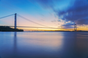 The Yangtze River Bridge in Jiangyin, Jiangsu Province, China, and the beautiful natural scenery of the Yangtze River on July 20, 2025.