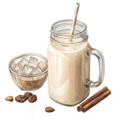 Iced horchata drink with cinnamon and almonds for a refreshing treat today