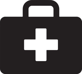 Silhouette vector of a first aid kit with cross, perfect for emergency, medical, and healthcare design projects.
