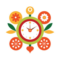Mid century style decorative clock with floral elements