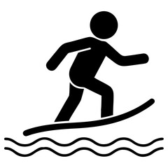 silhouette surfing icon vector silhouette