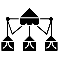 silhouette tent setup icon vector silhouette