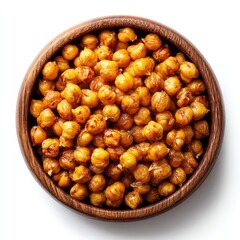 Obraz premium Roasted chickpeas in wooden bowl