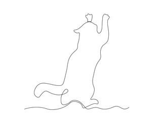 An abstract sharpens its claws standing up, continuous single one line art hand drawing sketch logo