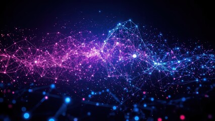 Customer Data Platform. Futuristic purple blue digital wave grid techn