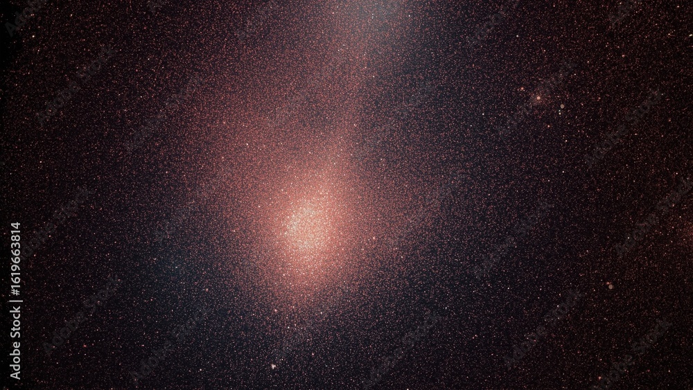 Poster discourse marker. bright pink glowing nebula with stars in deep space