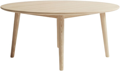 Round wooden dining table with tapered legs isolate furniture kitchen transparent background