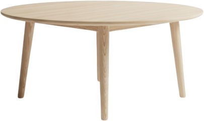 Round wooden dining table with tapered legs isolate furniture kitchen transparent background