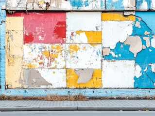 Colorful Cracked Wall Art Distressed Paint Panels, Urban , Texture