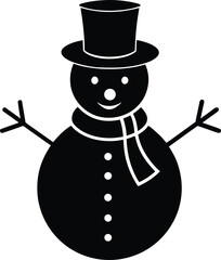 Happy snowman silhouette vector illustration winter holiday