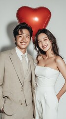 Happy Wedding couple in wedding party,Young joyful bride and groom emotionally dancing,honeymoon and romantic time,valentine,sweet moment,copy space.