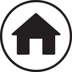 home icon on metal internet button, home Silhouette and circle icon vector illustration 