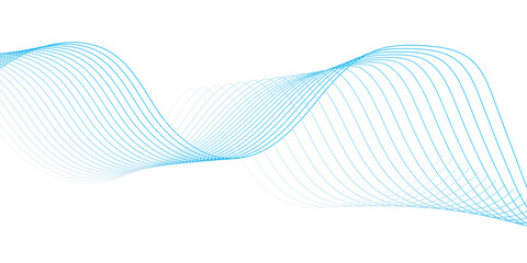 Abstract blue wave lines on white background. Minimal fluid curve design with modern style. Futuristic dynamic flow pattern, perfect for tech, presentations, or digital backgrounds.