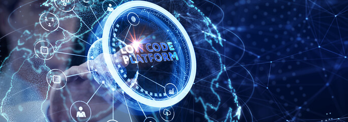 Low Code software development platform technology concept.