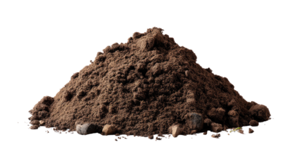 Pile of Soil: A detailed image of a pile of nutrient-rich, dark brown soil, the essential foundation of growth. A close-up view reveals the natural texture and composition.
