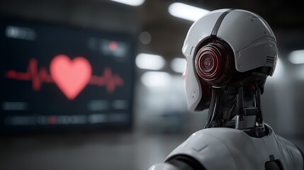 Humanoid Robot Gazing at a Digital Red Heart on a Screen