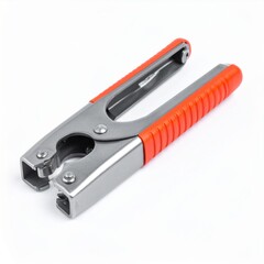 Fototapeta premium Metal Clamp Tool with Orange Handles for Construction and Repair on White Background