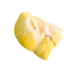 Yellow pulp of ripe durian fruit in stack without peel isolated  with clipping path in png file format