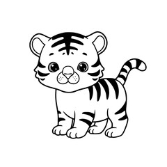 Fototapeta premium Adorable cartoon tiger cub standing playfully