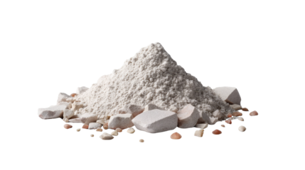 Raw Material Mountain: A textured pile of fine, powdery substance, a collection of broken off pieces scattered around the base, offering a visual representation of a product for creative projects.