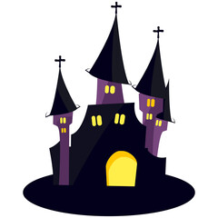 Halloween house isolated on white background.