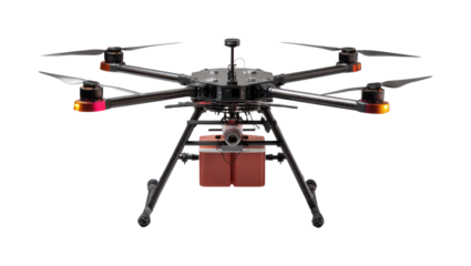 Drone technology innovations aerial demonstration clear perspective isolated on transparent background, png