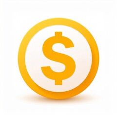 Obraz premium Isolated Golden Dollar Sign Coin with White Center on White Background