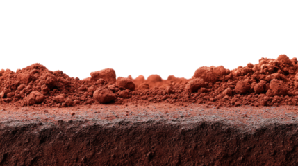 Red Earth's Cross-Section: A close-up view reveals a cross-section of rich, red earth, showcasing the layers of soil and texture, a striking visual.