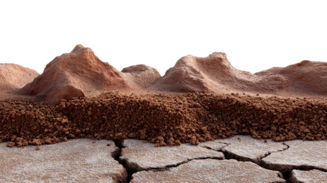 Cross-section of Earth: A detailed cross-section view showcasing the layered composition of the Earth, from the cracked surface to the deeper soil, evoking the resilience of nature.