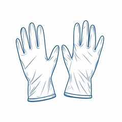 Obraz premium Illustration of Two Blue Latex Gloves for Protection and Hygiene on White Background
