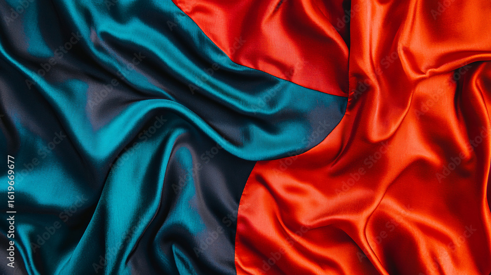 Aufkleber richly textured red and blue fabric with intricate patterns creating an artistic visual display