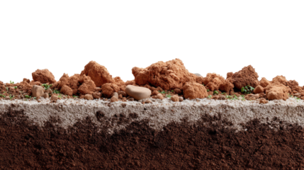 Soil cross-section: a detailed cross-section of soil reveals the layers beneath the surface, showcasing textures and variations in a rich, natural environment.