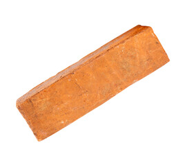 Single old red or orange brick isolated with clipping path in png file format