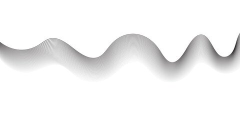 Minimalist abstract wave background with smooth black gradient lines forming elegant flowing curves on a white backdrop. Ideal for modern design, tech, and business presentations.