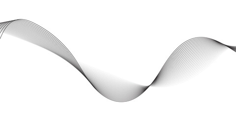 Minimalist abstract wave background with smooth black gradient lines forming elegant flowing curves on a white backdrop. Ideal for modern design, tech, and business presentations.